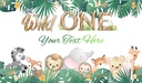 Personalised 1st Birthday Backdrop Banner - Wild One Safari Animals Banner