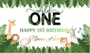 Personalised 1st Birthday Backdrop Banner - Wild One Safari Friends Banner
