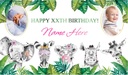 Personalised 1st 2nd 3rd Birthday Backdrop Banner - Safari - 2 Photos