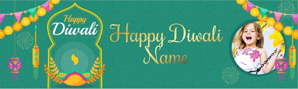 Diwali Banner - Green Celebration Design - 1 Photo