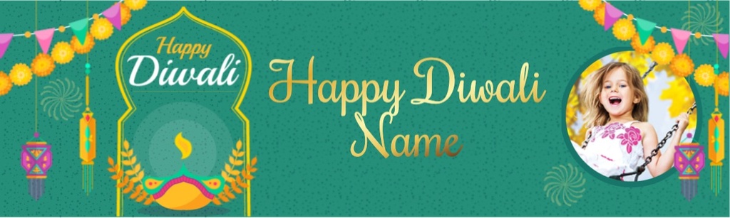 Diwali Banner - Green Celebration Design - 1 Photo
