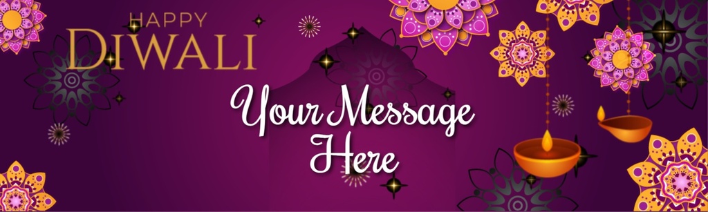 Diwali Banner - Purple Mandala & Candle Design - Add Text