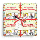 Personalised Birthday Wrapping Paper -  Red & Yellow Diggers - Add Text & 2 Photos