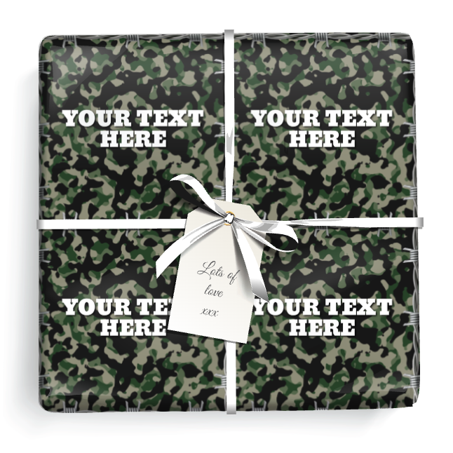 Personalised Birthday Wrapping Paper - Army Camo - Add Text