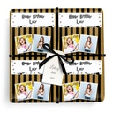 Personalised Birthday Wrapping Paper - Gold Wizard Witch -  Add Text & 2 Photos