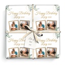 Personalised Birthday Wrapping Paper - Green Floral -  Add Text & 1 Photo