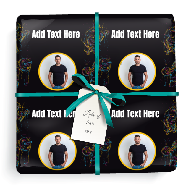 Personalised Birthday Wrapping Paper - Gym Weight Training - Add Text & 1 Photo