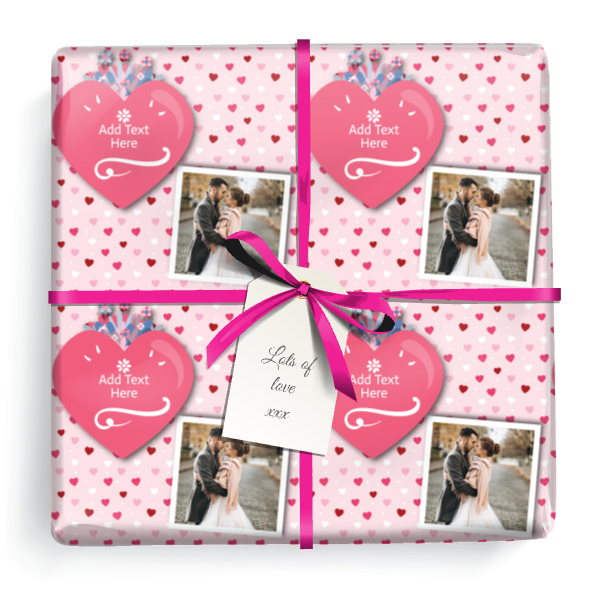 Personalised Birthday Wrapping Paper - Pink I Love You - Upload 1 Photo