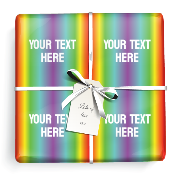 Personalised Birthday Wrapping Paper - Red Rainbow Stripe - Add Text