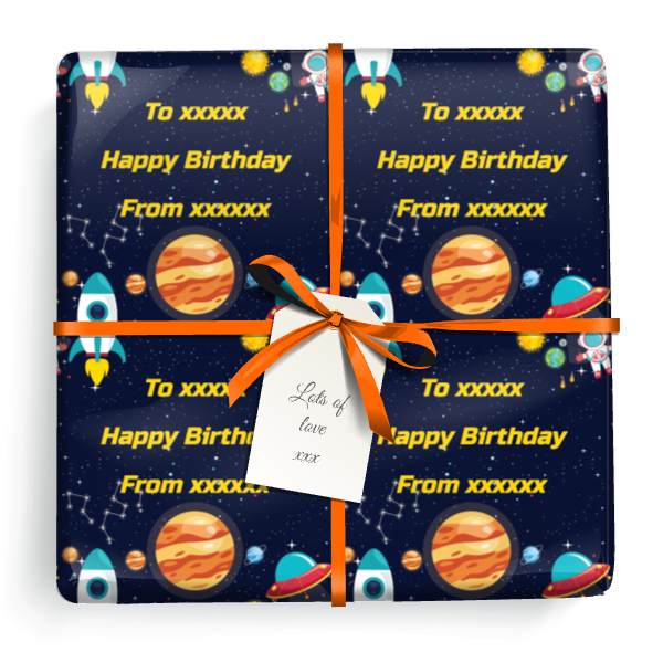 Personalised Birthday Wrapping Paper - Space Alien - Add Text