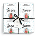 Personalised Christmas Wrapping Paper - Blue Stars - Add Name & 1 Photo