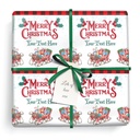 Personalised Christmas Wrapping Paper - Vintage Holly & Sleigh - Add Text