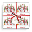 Personalised Christmas Wrapping Paper - Xmas Tree & Snowmen Red - Add Name