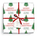 Personalised Christmas Wrapping Paper - Xmas Tree Red & Green - Add Name