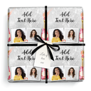 Personalised Party Wrapping Paper -  Pink Champagne - Add Text & 2 Photos