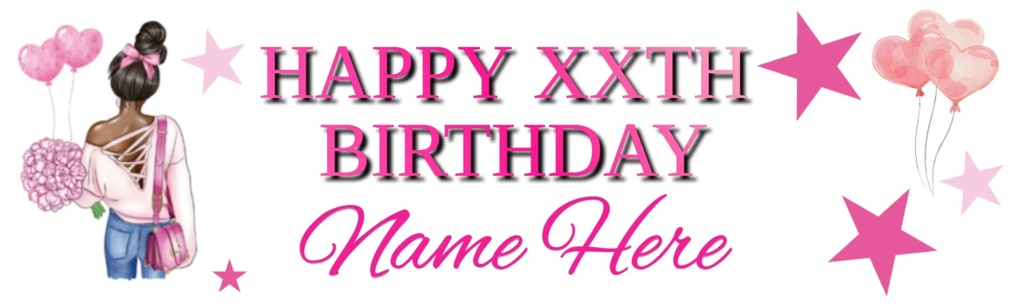 Personalised Teenage Birthday Banner - Fashionista Design - Add Text