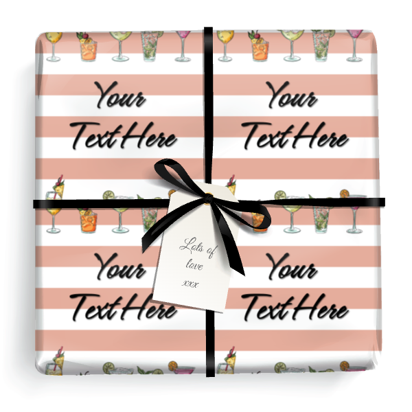 Personalised Party Wrapping Paper - Cocktail Stripes - Add Text