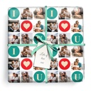 Personalised Valentines Wrapping Paper - I Love You -  6 Photo Upload