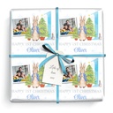 Personalised 1st Christmas Wrapping Paper - Blue Rabbit - Add Name & 1 Photo