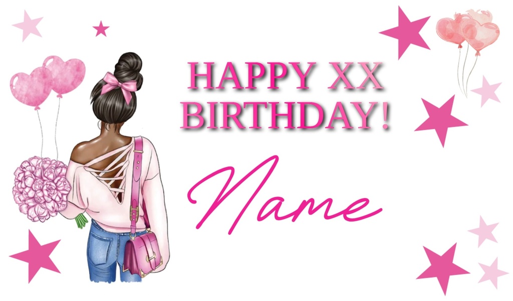 Personalised Teen Birthday Backdrop Banner - Fashionista Design - Add Text