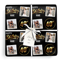 Personalised 40th Birthday Wrapping Paper - Black & Gold - Upload 2 Photos & Name