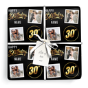 Personalised 30th Birthday Wrapping Paper - Black & Gold - Upload 2 Photos & Name
