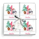 Personalised 1st Christmas Wrapping Paper - Penguin & Tree - Add Name