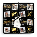 Personalised 80th Birthday Wrapping Paper - Black & Gold - Upload 2 Photos & Name