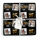 Personalised 90th Birthday Wrapping Paper - Black & Gold - Upload 2 Photos & Name