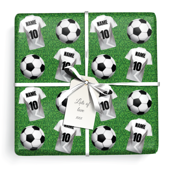 Personalised Birthday Wrapping Paper -  Football Design - Add Name & Age