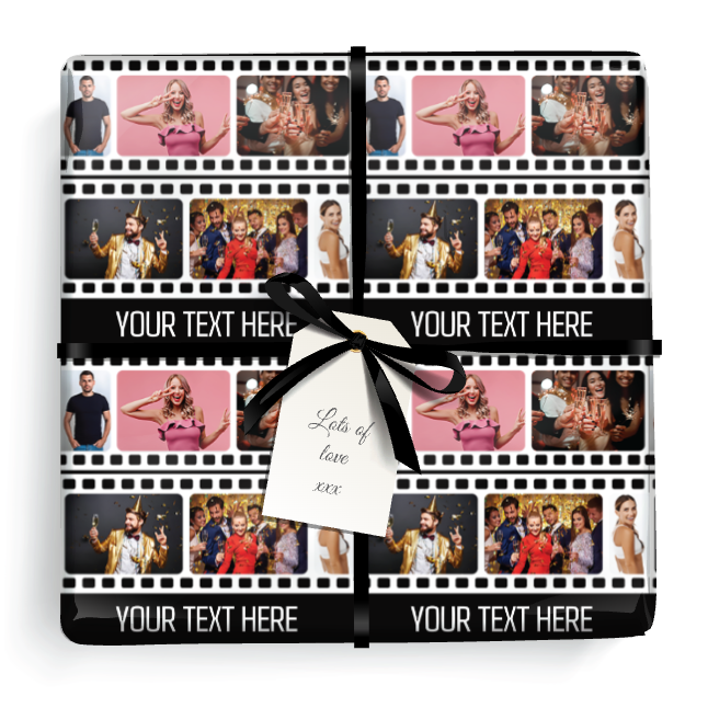 Personalised Birthday Wrapping Paper -  Movie Reel - 6 Photos & Add Text