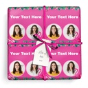 Personalised Birthday Wrapping Paper -  Pink Flamingo - 2 Photos & Add Text
