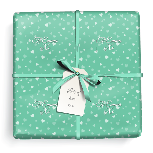 Personalised Birthday Wrapping Paper -  Heart Design - Add Name