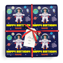Personalised Birthday Wrapping Paper -  Space Astronaught Design - Upload 1 Photo & Name