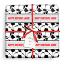 Personalised Birthday Wrapping Paper - Black & White Football - Add Text