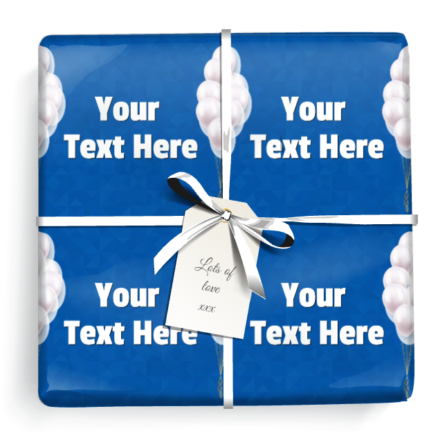 Personalised Birthday Wrapping Paper - Blue & White Balloons -  Add Text