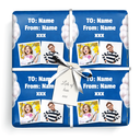 Personalised Birthday Wrapping Paper - Blue & White Balloons -  Add Text & 2 Photo