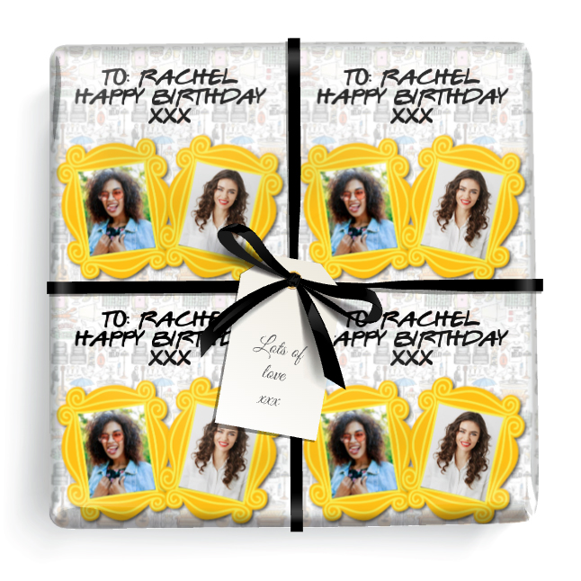 Personalised Birthday Wrapping Paper - Friends Theme - Add Text & 2 Photos