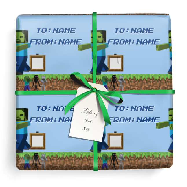 Personalised Birthday Wrapping Paper - Gaming Mine - Add Text