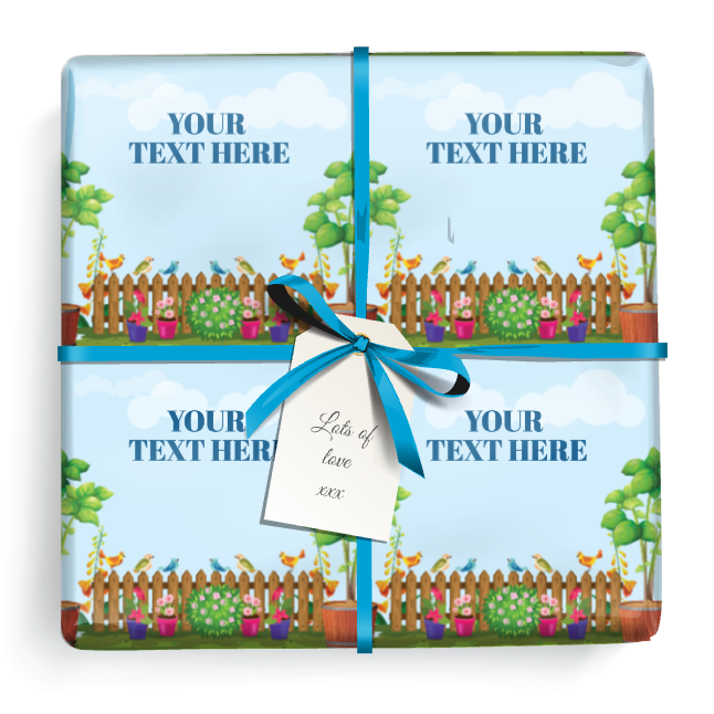 Personalised Birthday Wrapping Paper - Gardening Design - Add Text