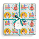 Personalised Birthday Wrapping Paper - Green Party Design- Upload 2 Photos & Add Name