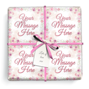Personalised Birthday Wrapping Paper - Pink Flowers -  Add Text