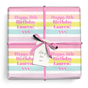 Personalised Birthday Wrapping Paper - Pink Rainbow Stripe - Add Text