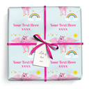 Personalised Birthday Wrapping Paper - Pink Unicorn - Add Text