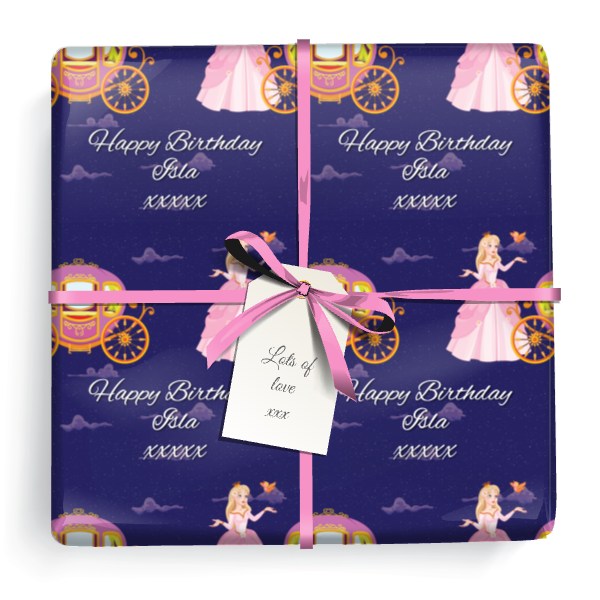 Personalised Birthday Wrapping Paper - Princess Carriage - Add Text