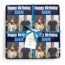 Personalised Birthday Wrapping Paper - Stripe Design- 2 Photo & Add Text