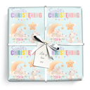 Personalised Christening Wrapping Paper -  Pink & Green Bunny - Add Name & 1 Photo