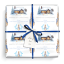 Personalised Christmas Wrapping Paper - Blue Rabbit - Add Text