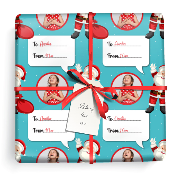Personalised Christmas Wrapping Paper - From Santa - 1 Photo & Name