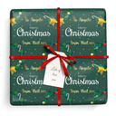 Personalised Christmas Wrapping Paper - Green Merry Christmas - Add Name
